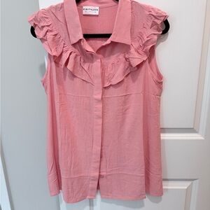 First Love Blush Ruffle Collar Blouse